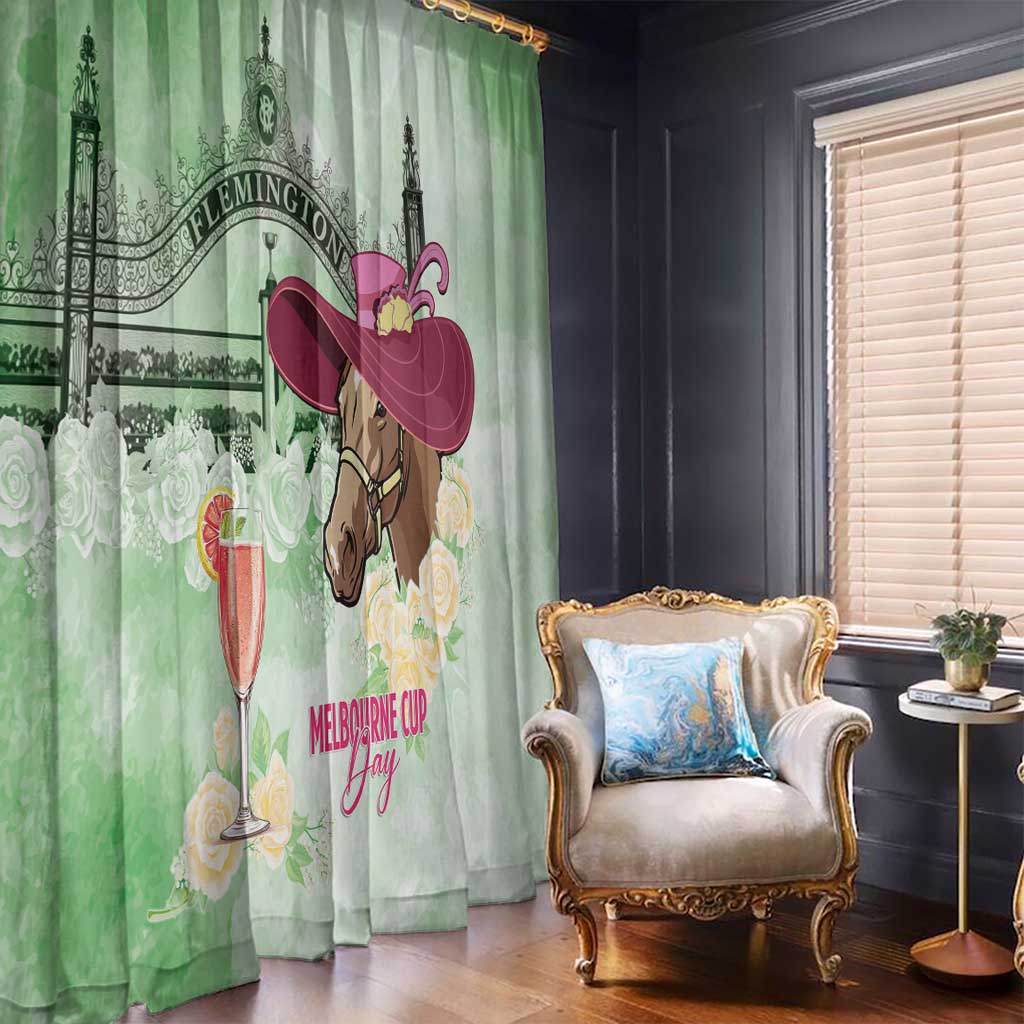 Australia Cup Melbourne Horse Racing Window Curtain Hats Heels & Horseshoes Yellow Roses - Aussie Hoodie