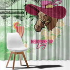 Australia Cup Melbourne Horse Racing Window Curtain Hats Heels & Horseshoes Yellow Roses - Aussie Hoodie