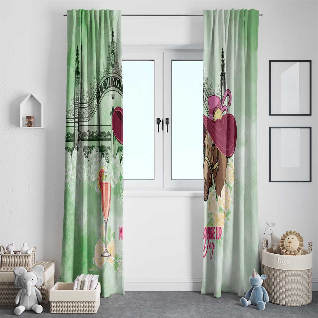 Australia Cup Melbourne Horse Racing Window Curtain Hats Heels & Horseshoes Yellow Roses - Aussie Hoodie