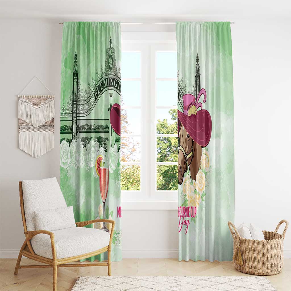 Australia Cup Melbourne Horse Racing Window Curtain Hats Heels & Horseshoes Yellow Roses - Aussie Hoodie