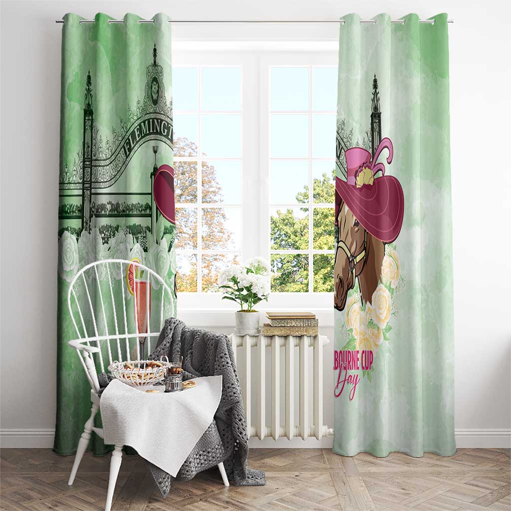 Australia Cup Melbourne Horse Racing Window Curtain Hats Heels & Horseshoes Yellow Roses - Aussie Hoodie