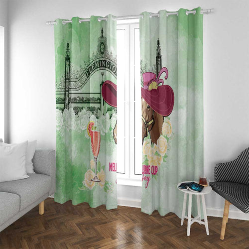 Australia Cup Melbourne Horse Racing Window Curtain Hats Heels & Horseshoes Yellow Roses - Aussie Hoodie