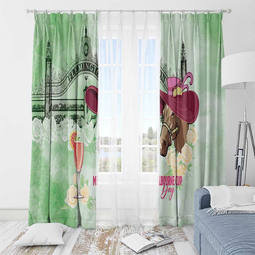 Australia Cup Melbourne Horse Racing Window Curtain Hats Heels & Horseshoes Yellow Roses - Aussie Hoodie