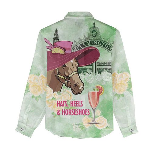 Australia Cup Melbourne Horse Racing Women Casual Shirt Hats Heels & Horseshoes Yellow Roses - Aussie Hoodie