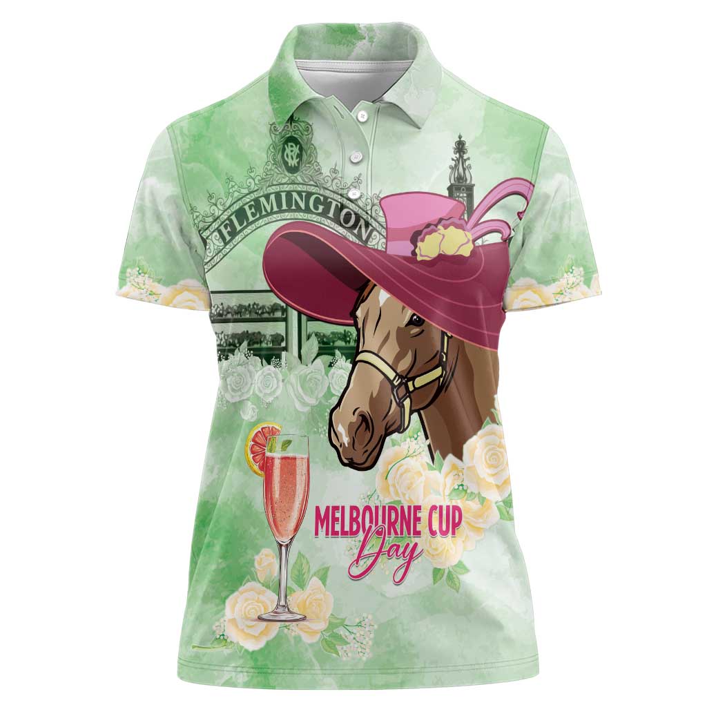 Australia Cup Melbourne Horse Racing Women Polo Shirt Hats Heels & Horseshoes Yellow Roses - Aussie Hoodie