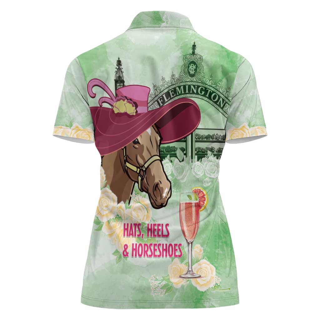 Australia Cup Melbourne Horse Racing Women Polo Shirt Hats Heels & Horseshoes Yellow Roses - Aussie Hoodie