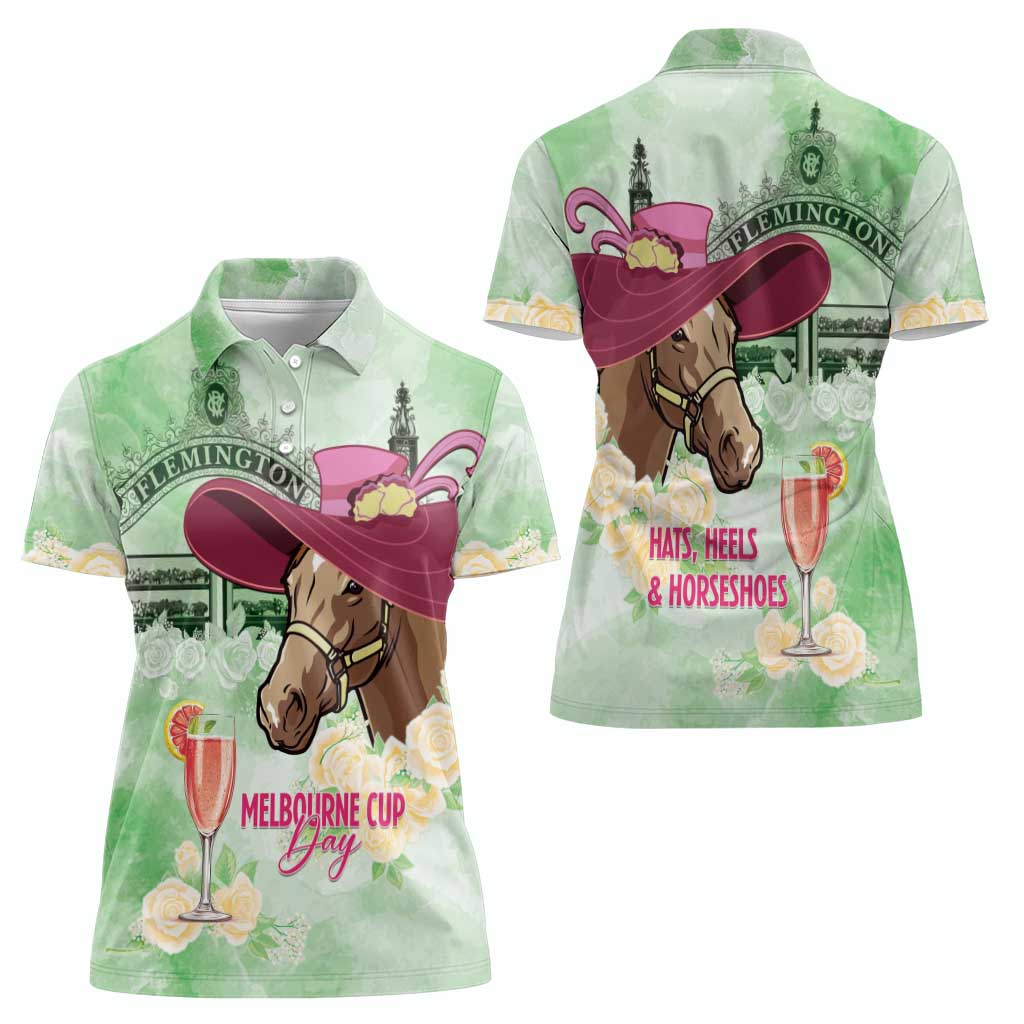 Australia Cup Melbourne Horse Racing Women Polo Shirt Hats Heels & Horseshoes Yellow Roses - Aussie Hoodie