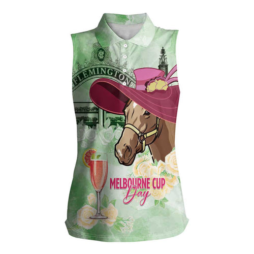 Australia Cup Melbourne Horse Racing Women Sleeveless Polo Shirt Hats Heels & Horseshoes Yellow Roses - Aussie Hoodie