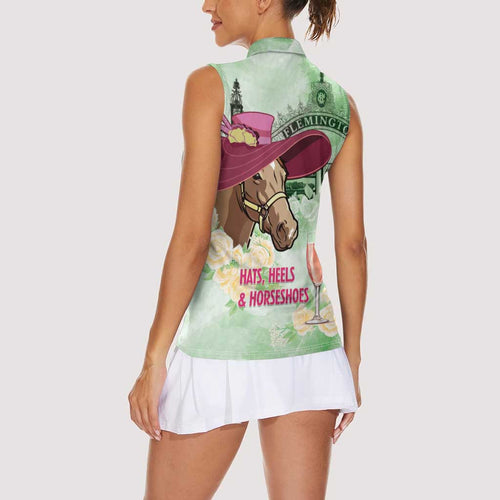 Australia Cup Melbourne Horse Racing Women Sleeveless Polo Shirt Hats Heels & Horseshoes Yellow Roses - Aussie Hoodie