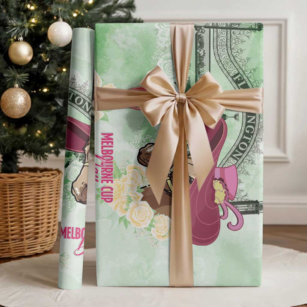 Australia Cup Melbourne Horse Racing Wrapping Paper Hats Heels & Horseshoes Yellow Roses - Aussie Hoodie