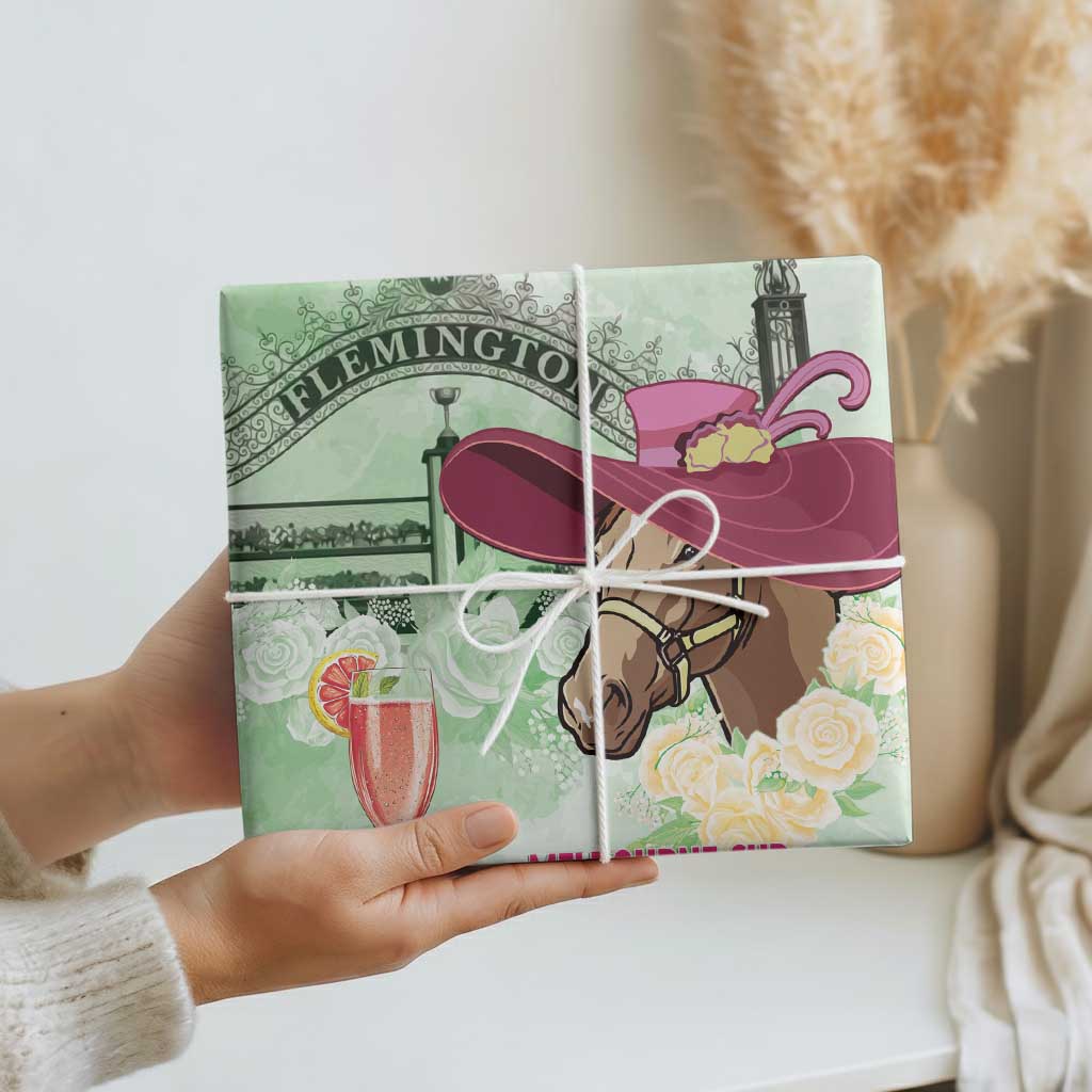 Australia Cup Melbourne Horse Racing Wrapping Paper Hats Heels & Horseshoes Yellow Roses - Aussie Hoodie