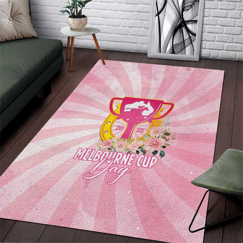Australia Cup Melbourne Horse Racing Area Rug 2025 Champion Trophy With Horseshoe - Aussie Hoodie