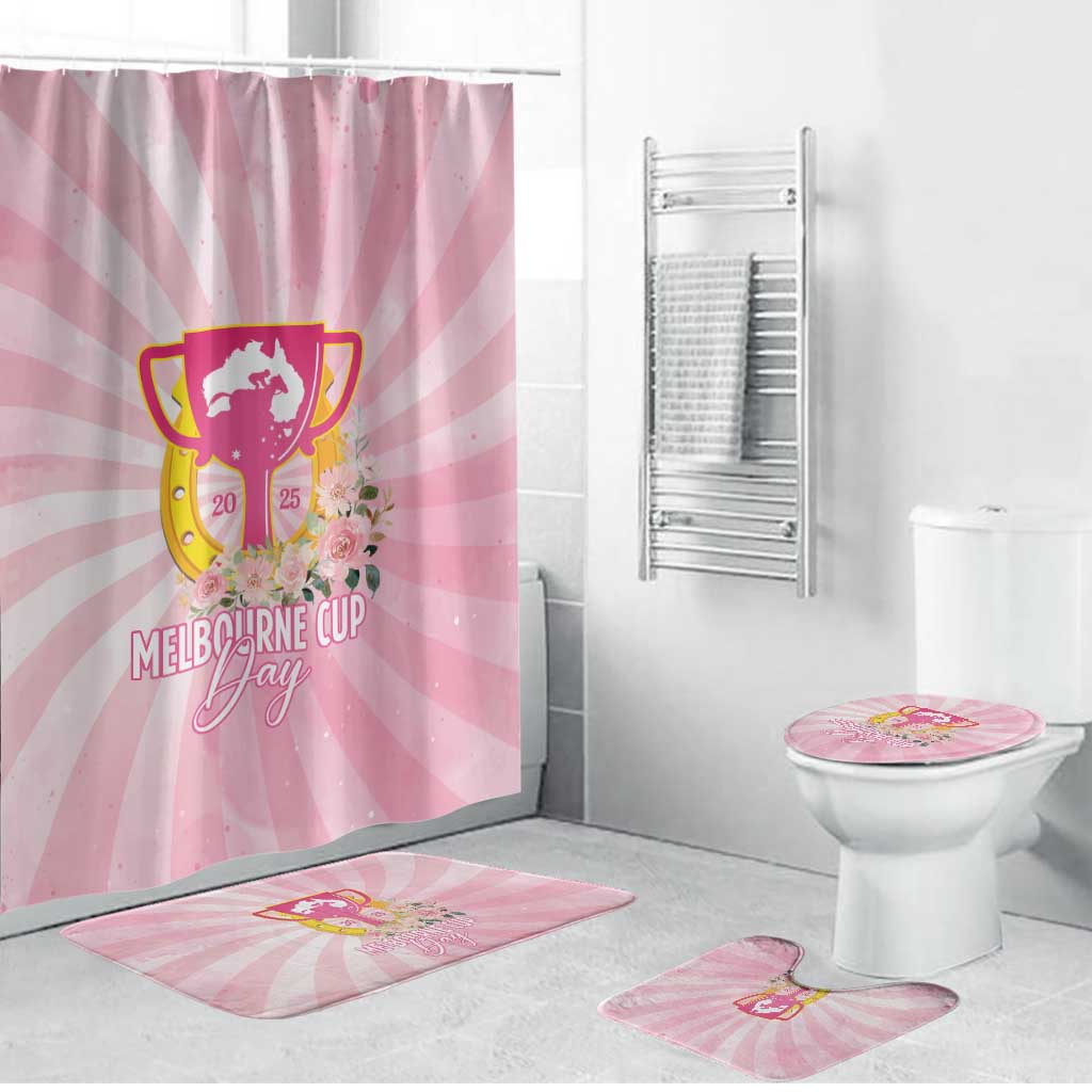 Australia Cup Melbourne Horse Racing Bathroom Set 2025 Champion Trophy With Horseshoe - Aussie Hoodie