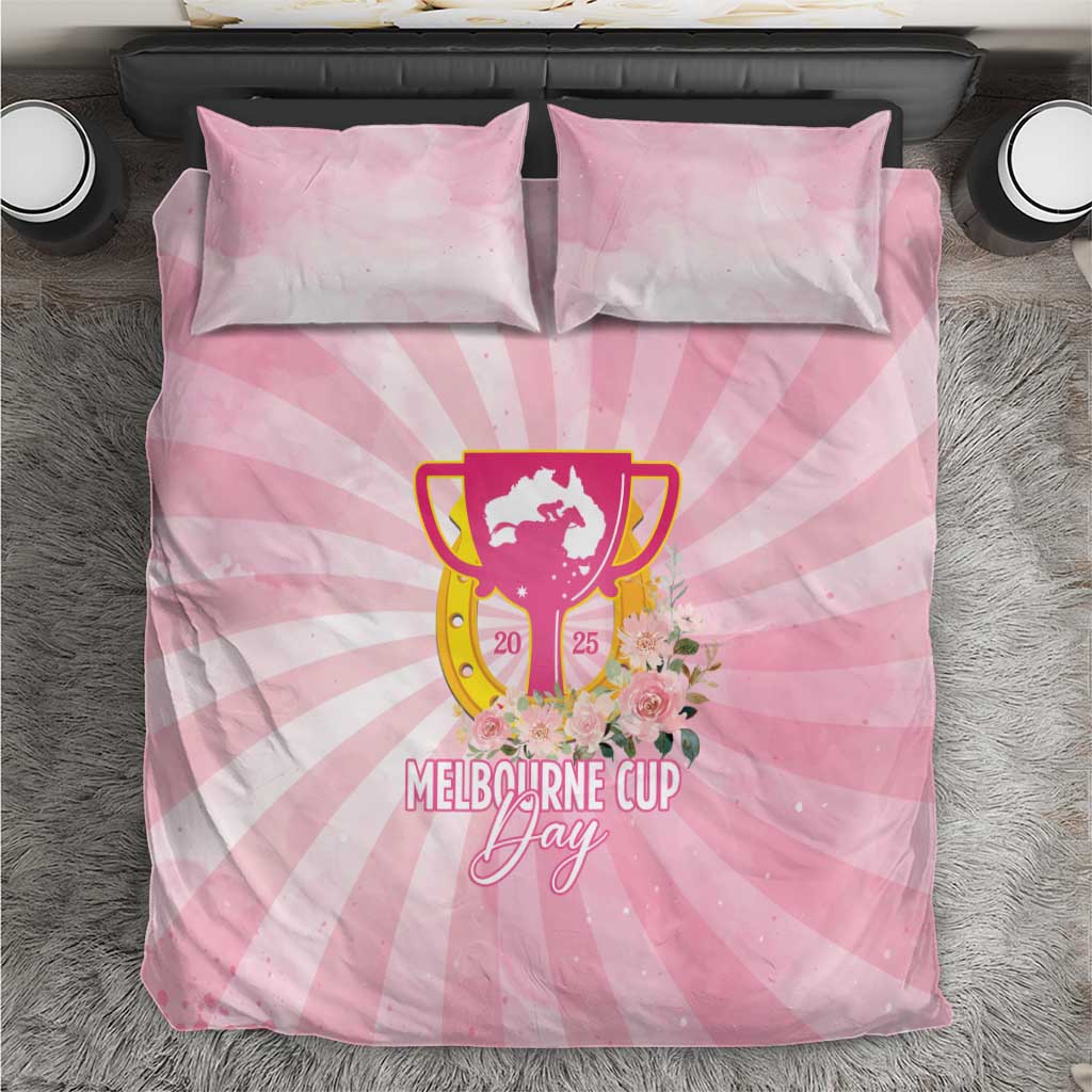 Australia Cup Melbourne Horse Racing Bedding Set 2025 Champion Trophy With Horseshoe - Aussie Hoodie
