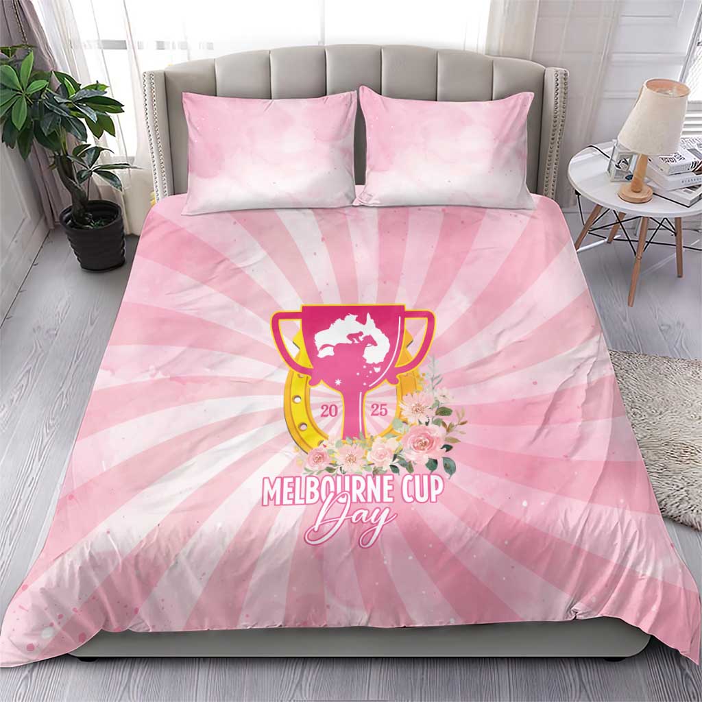 Australia Cup Melbourne Horse Racing Bedding Set 2025 Champion Trophy With Horseshoe - Aussie Hoodie