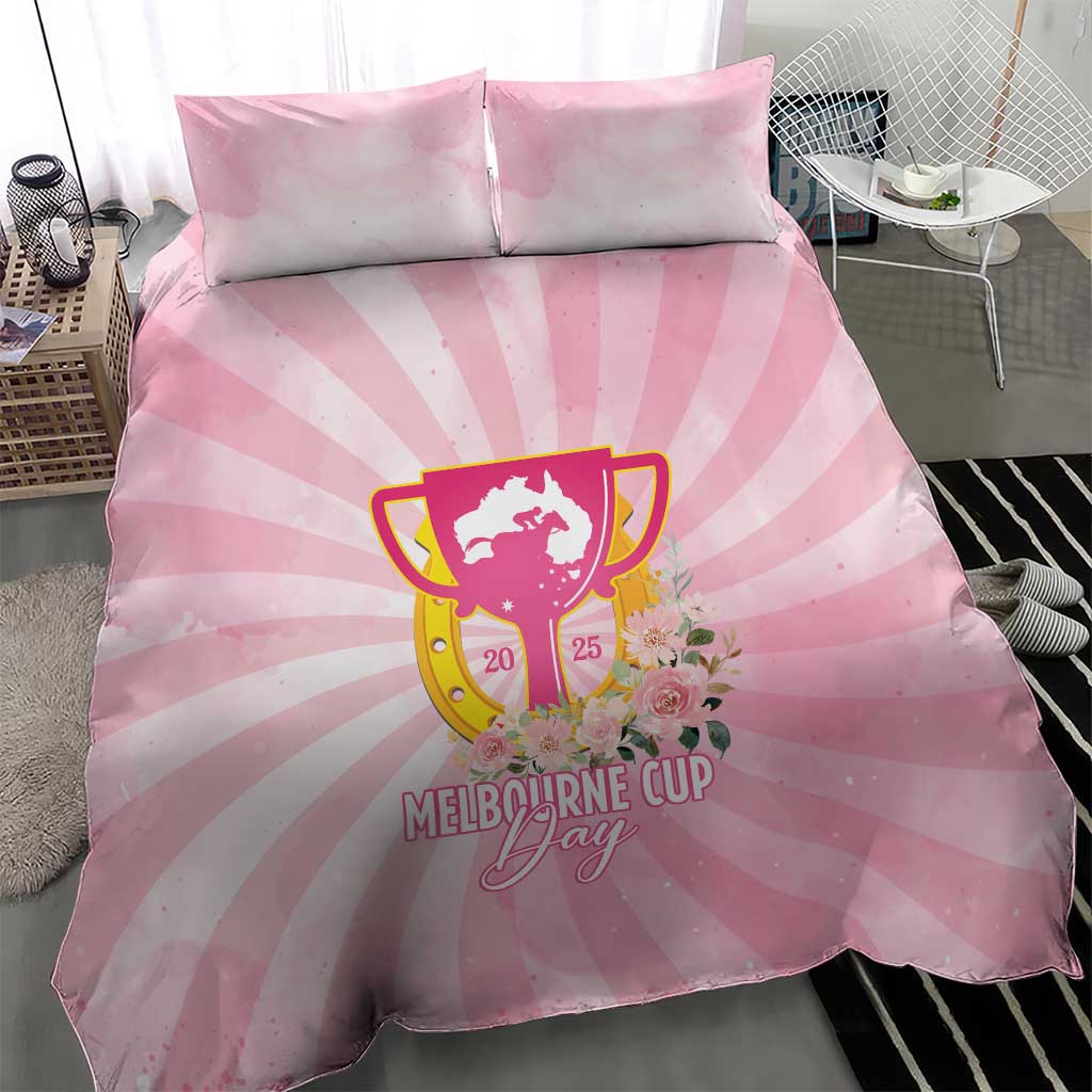 Australia Cup Melbourne Horse Racing Bedding Set 2025 Champion Trophy With Horseshoe - Aussie Hoodie