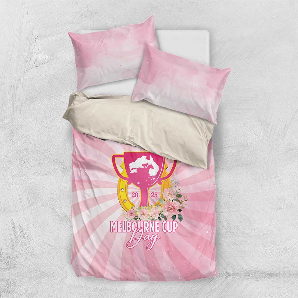 Australia Cup Melbourne Horse Racing Bedding Set 2025 Champion Trophy With Horseshoe - Aussie Hoodie
