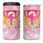 Australia Cup Melbourne Horse Racing 4 in 1 Can Cooler Tumbler 2025 Champion Trophy With Horseshoe - Aussie Hoodie