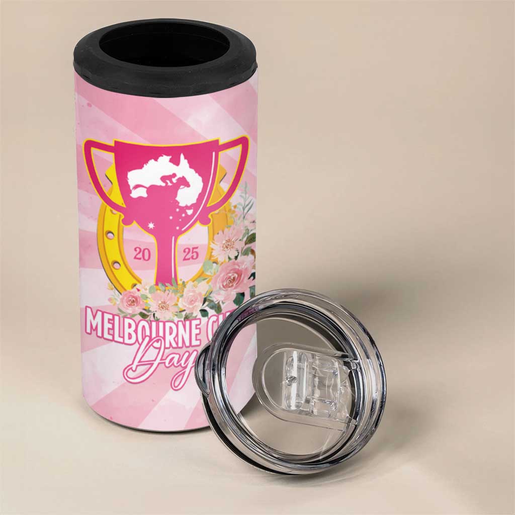 Australia Cup Melbourne Horse Racing 4 in 1 Can Cooler Tumbler 2025 Champion Trophy With Horseshoe - Aussie Hoodie