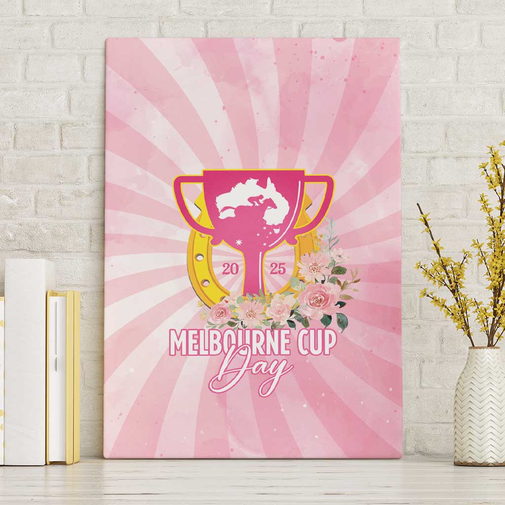 Australia Cup Melbourne Horse Racing Canvas Wall Art 2025 Champion Trophy With Horseshoe - Aussie Hoodie
