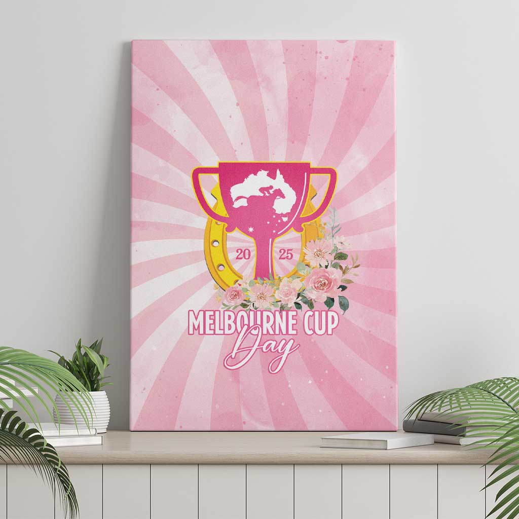 Australia Cup Melbourne Horse Racing Canvas Wall Art 2025 Champion Trophy With Horseshoe - Aussie Hoodie