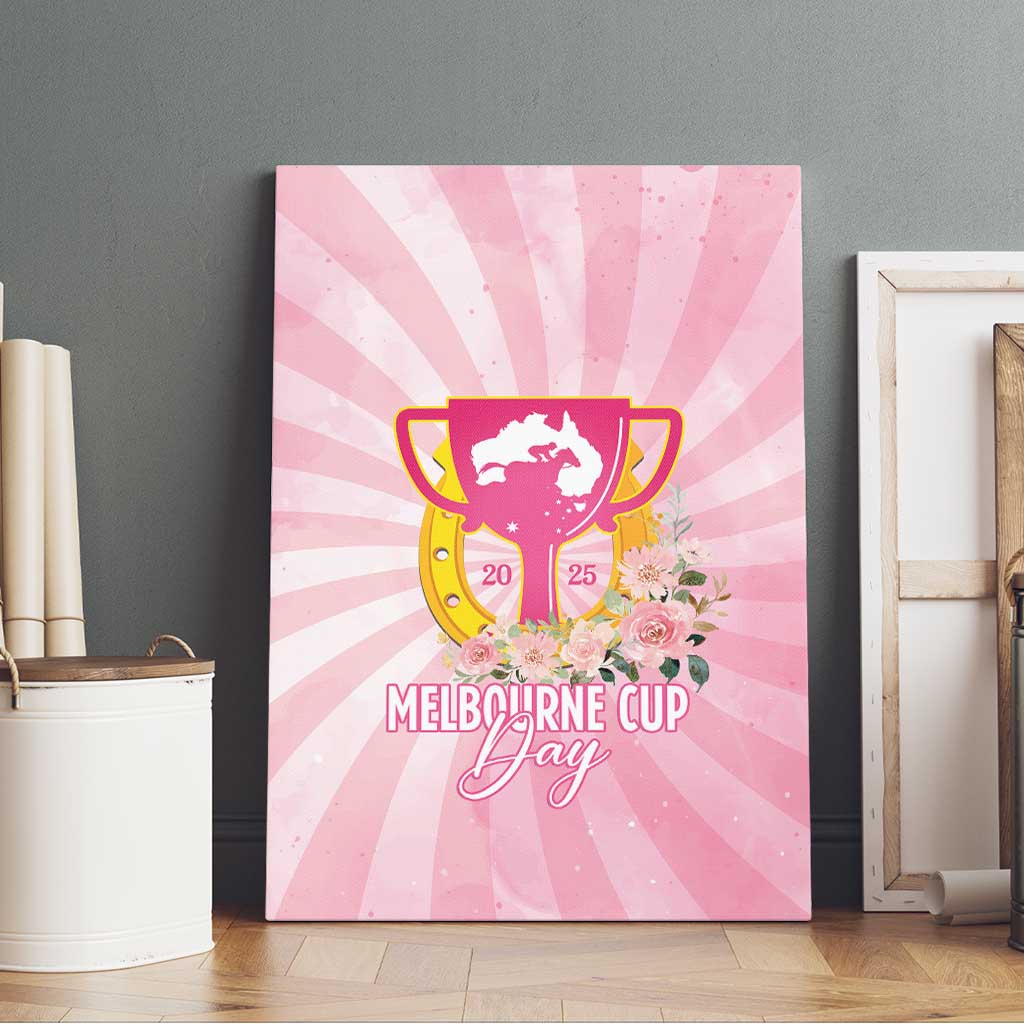 Australia Cup Melbourne Horse Racing Canvas Wall Art 2025 Champion Trophy With Horseshoe - Aussie Hoodie