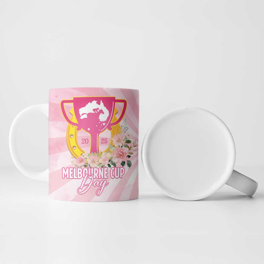 Australia Cup Melbourne Horse Racing Ceramic Mug 2025 Champion Trophy With Horseshoe - Aussie Hoodie