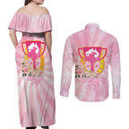 Australia Cup Melbourne Horse Racing Couples Matching Off Shoulder Maxi Dress and Long Sleeve Button Shirt 2025 Champion Trophy With Horseshoe - Aussie Hoodie