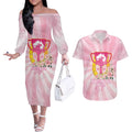 Australia Cup Melbourne Horse Racing Couples Matching Off The Shoulder Long Sleeve Dress and Hawaiian Shirt 2025 Champion Trophy With Horseshoe - Aussie Hoodie