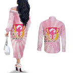 Australia Cup Melbourne Horse Racing Couples Matching Off The Shoulder Long Sleeve Dress and Long Sleeve Button Shirt 2025 Champion Trophy With Horseshoe - Aussie Hoodie