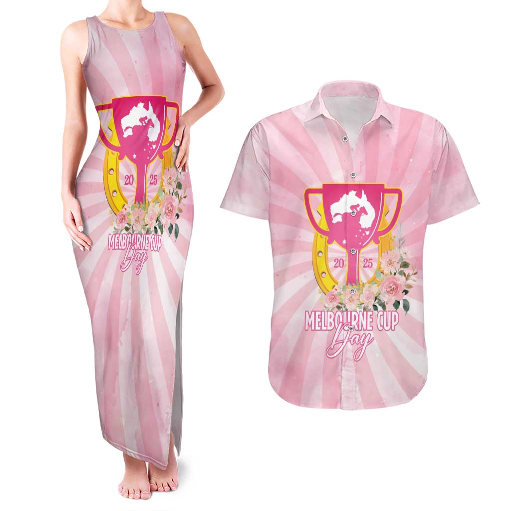 Australia Cup Melbourne Horse Racing Couples Matching Tank Maxi Dress and Hawaiian Shirt 2025 Champion Trophy With Horseshoe - Aussie Hoodie