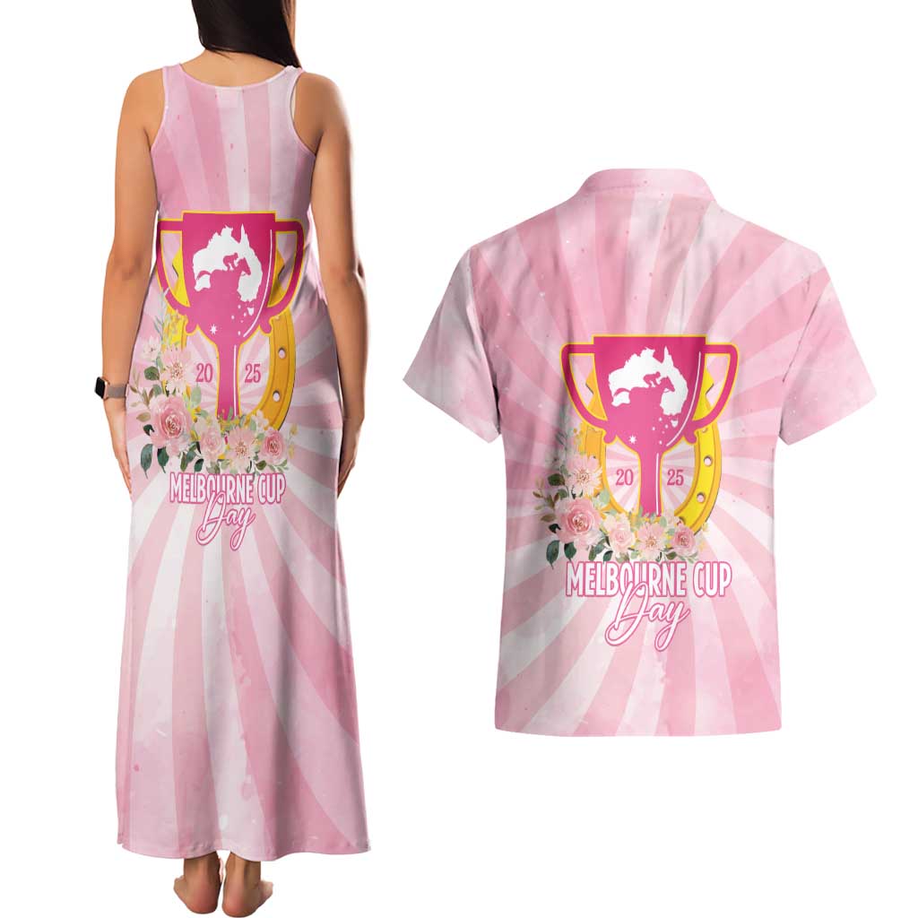 Australia Cup Melbourne Horse Racing Couples Matching Tank Maxi Dress and Hawaiian Shirt 2025 Champion Trophy With Horseshoe - Aussie Hoodie
