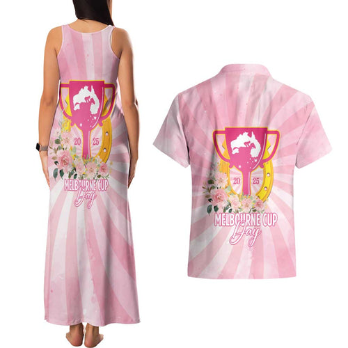 Australia Cup Melbourne Horse Racing Couples Matching Tank Maxi Dress and Hawaiian Shirt 2025 Champion Trophy With Horseshoe - Aussie Hoodie