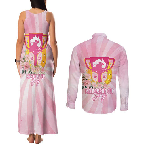 Australia Cup Melbourne Horse Racing Couples Matching Tank Maxi Dress and Long Sleeve Button Shirt 2025 Champion Trophy With Horseshoe - Aussie Hoodie