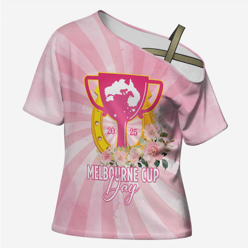 Australia Cup Melbourne Horse Racing Cross Shoulder Shirt 2025 Champion Trophy With Horseshoe - Aussie Hoodie
