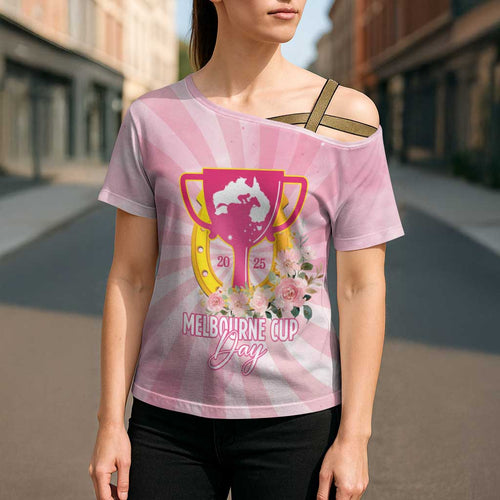 Australia Cup Melbourne Horse Racing Cross Shoulder Shirt 2025 Champion Trophy With Horseshoe - Aussie Hoodie