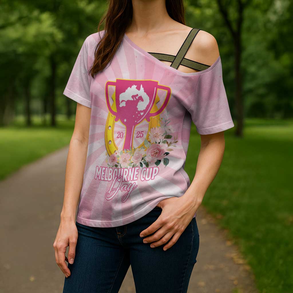 Australia Cup Melbourne Horse Racing Cross Shoulder Shirt 2025 Champion Trophy With Horseshoe - Aussie Hoodie
