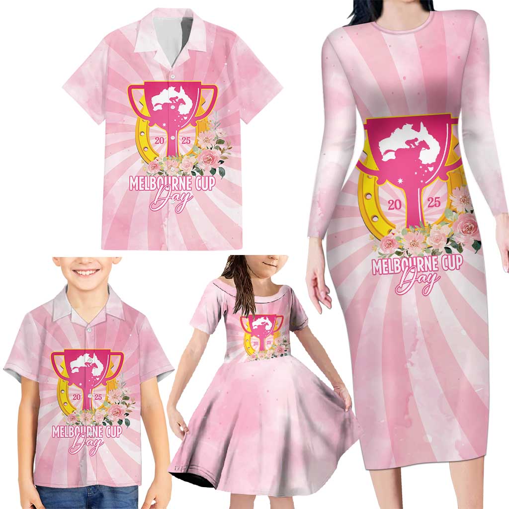 Australia Cup Melbourne Horse Racing Family Matching Long Sleeve Bodycon Dress and Hawaiian Shirt 2025 Champion Trophy With Horseshoe - Aussie Hoodie