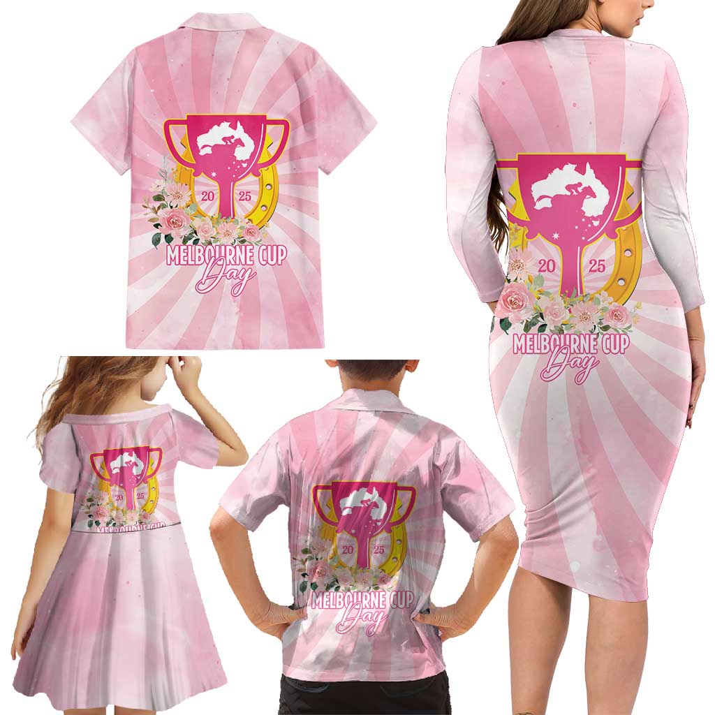 Australia Cup Melbourne Horse Racing Family Matching Long Sleeve Bodycon Dress and Hawaiian Shirt 2025 Champion Trophy With Horseshoe - Aussie Hoodie