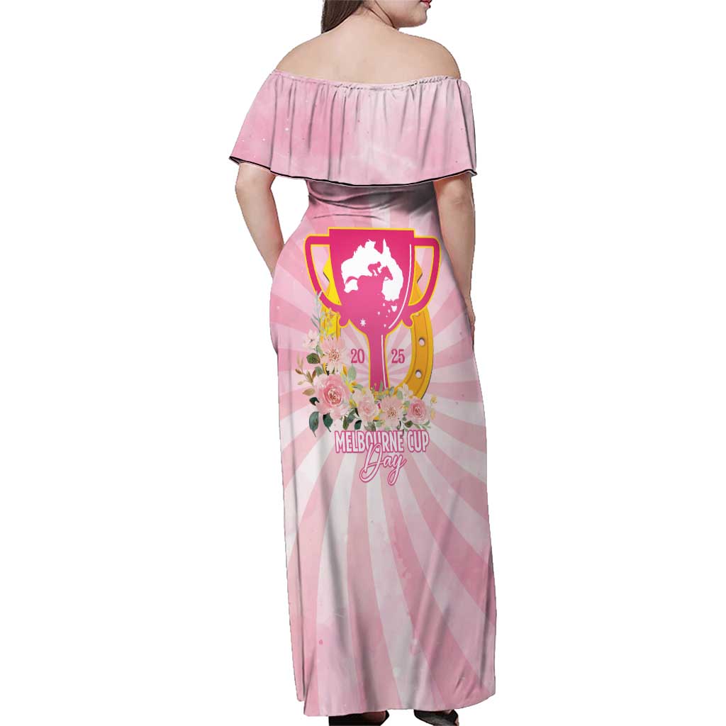 Australia Cup Melbourne Horse Racing Family Matching Off Shoulder Maxi Dress and Hawaiian Shirt 2025 Champion Trophy With Horseshoe - Aussie Hoodie
