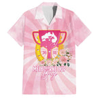Australia Cup Melbourne Horse Racing Family Matching Off Shoulder Short Dress and Hawaiian Shirt 2025 Champion Trophy With Horseshoe - Aussie Hoodie