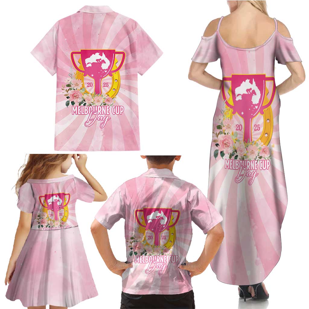 Australia Cup Melbourne Horse Racing Family Matching Summer Maxi Dress and Hawaiian Shirt 2025 Champion Trophy With Horseshoe - Aussie Hoodie