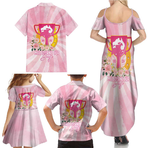 Australia Cup Melbourne Horse Racing Family Matching Summer Maxi Dress and Hawaiian Shirt 2025 Champion Trophy With Horseshoe - Aussie Hoodie