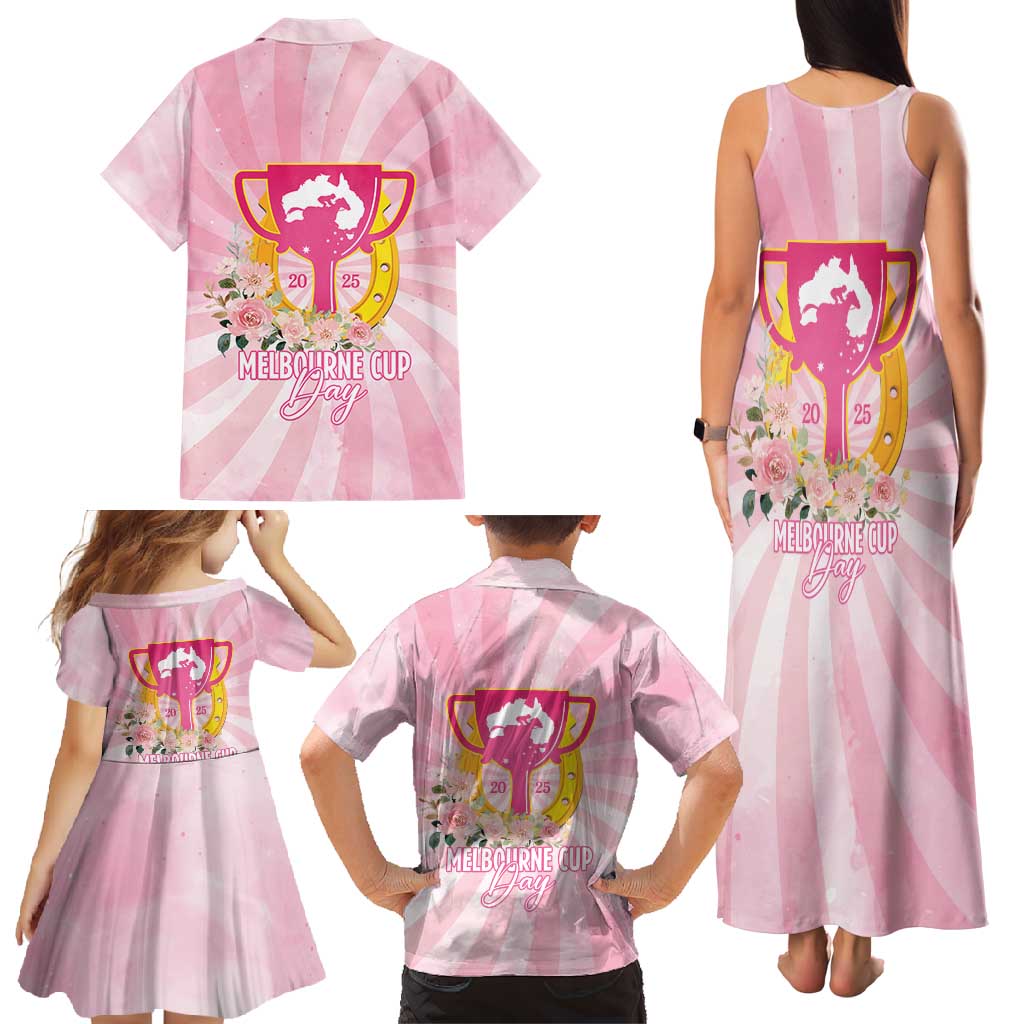 Australia Cup Melbourne Horse Racing Family Matching Tank Maxi Dress and Hawaiian Shirt 2025 Champion Trophy With Horseshoe - Aussie Hoodie