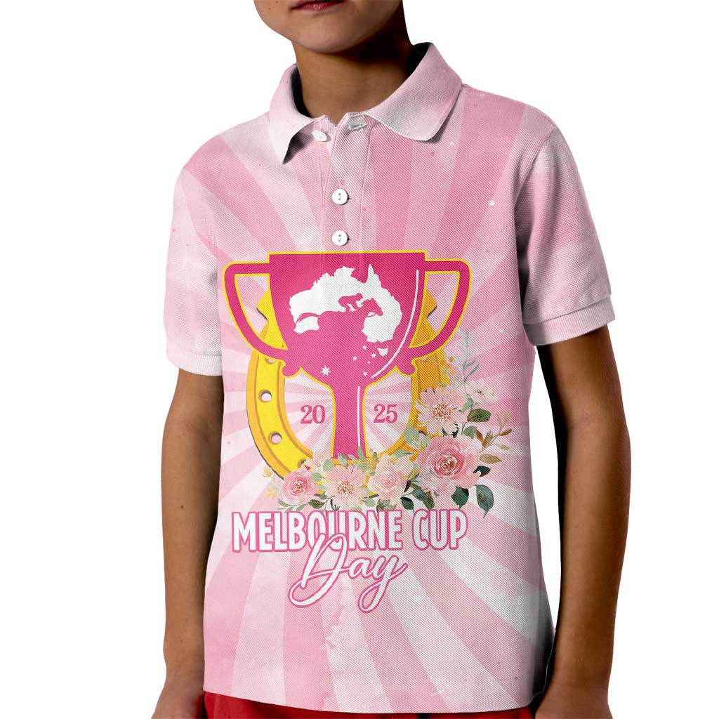 Australia Cup Melbourne Horse Racing Kid Polo Shirt 2025 Champion Trophy With Horseshoe - Aussie Hoodie