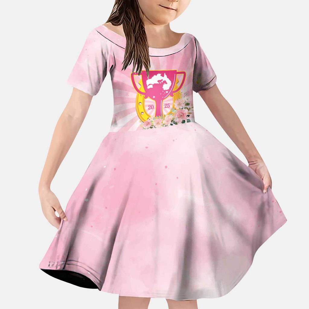 Australia Cup Melbourne Horse Racing Kid Short Sleeve Dress 2025 Champion Trophy With Horseshoe - Aussie Hoodie