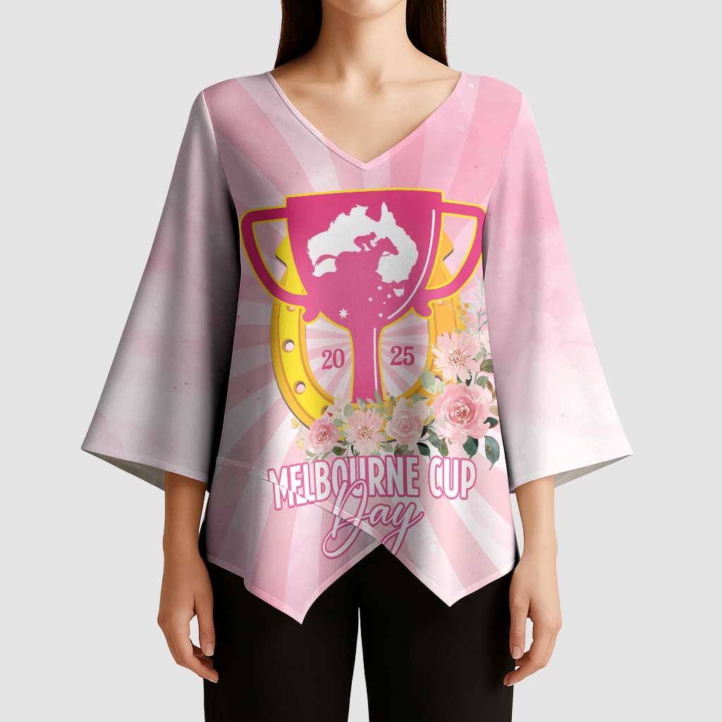 Australia Cup Melbourne Horse Racing Kimono Sleeve Blouse 2025 Champion Trophy With Horseshoe - Aussie Hoodie