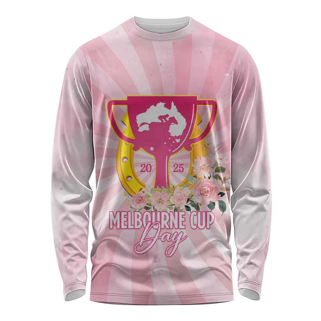 Australia Cup Melbourne Horse Racing Long Sleeve Shirt 2025 Champion Trophy With Horseshoe - Aussie Hoodie