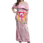 Australia Cup Melbourne Horse Racing Off Shoulder Maxi Dress 2025 Champion Trophy With Horseshoe - Aussie Hoodie