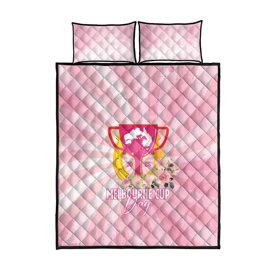Australia Cup Melbourne Horse Racing Quilt Bed Set 2025 Champion Trophy With Horseshoe - Aussie Hoodie